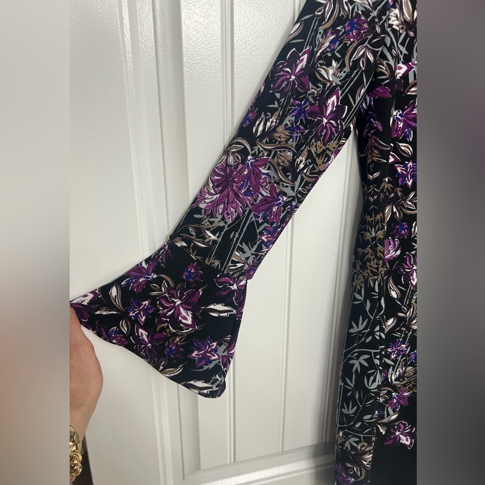 INC International Concepts Floral Black and Purple Dress size large - Picture 3 of 3